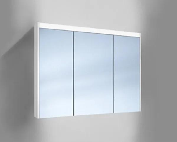 Schneider O-Line spiegelkast m. 3 deuren (30/40/30) met LED verl. boven en indirecte verl. onder 100x74.5x15.8cm v. opbouwmontage 1653010202