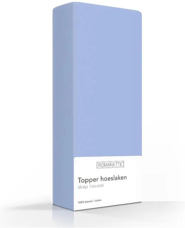Romanette Luxe Katoenen Topper Hoeslaken - Blauw 200 x 200