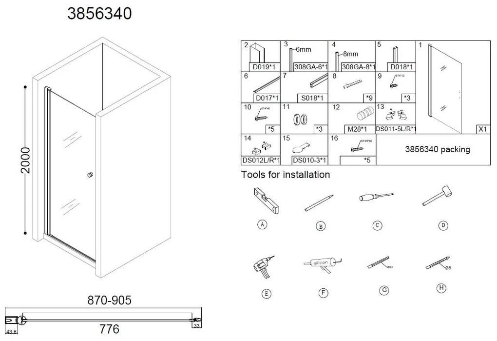 Best Design Erico douchedeur 90x200cm anti-kalk