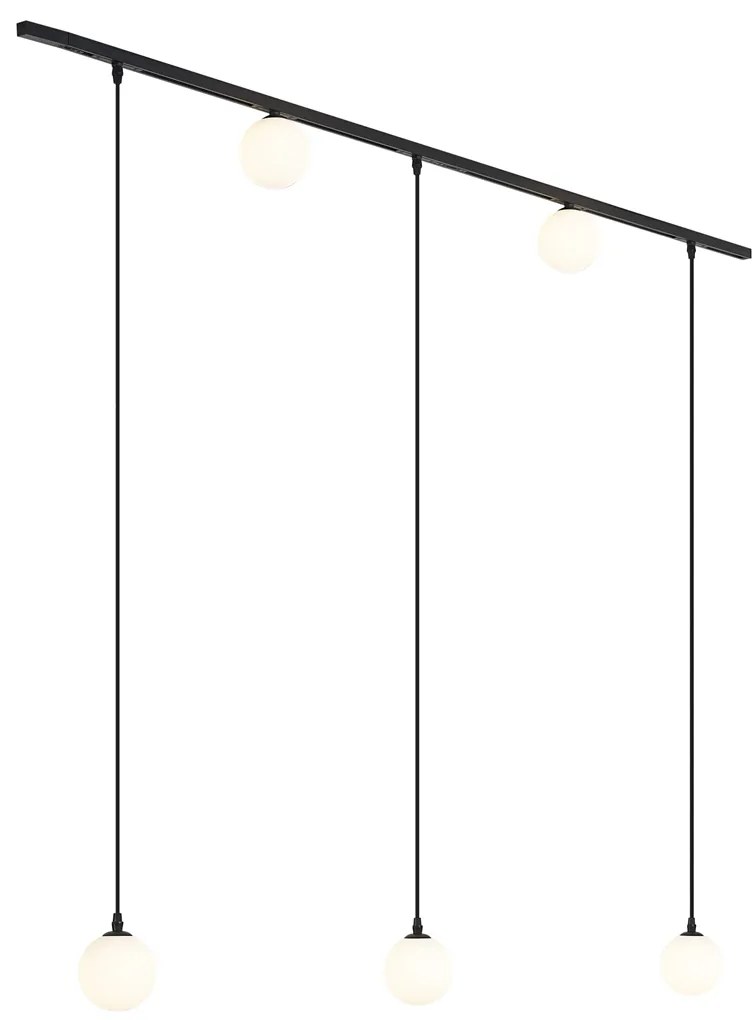 Modern railsysteem zwart met 2 spots en 3 hanglampen 1-fase - Slimline Eira
