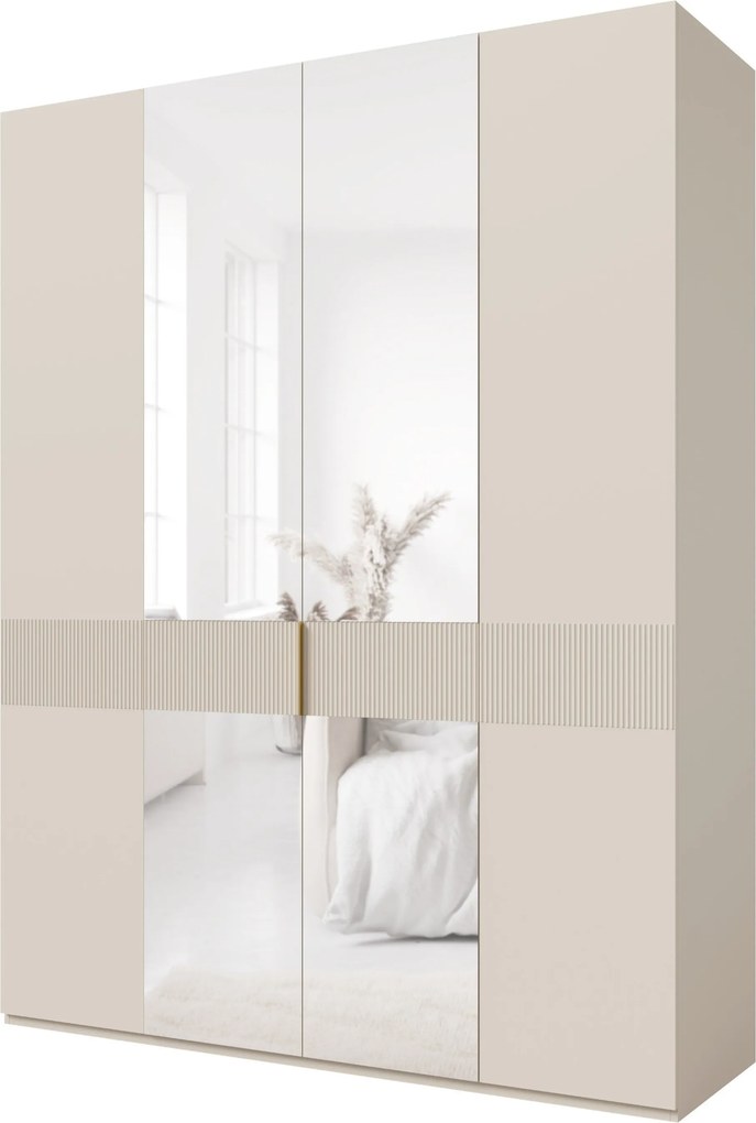 Kledingkast Toledo 137, Beige, 237x180x60cm, 207.5 kg, Kledingkast deuren: Met scharnieren
