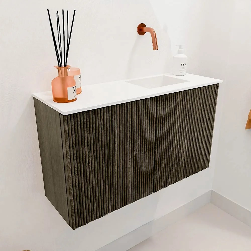 Mondiaz Joya 70cm toiletmeubel shadow met wastafel faye rechts zonder kraangat talc