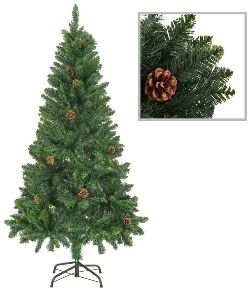 vidaXL Kunstkerstboom met LED's, kerstballen en dennenappels 150 cm