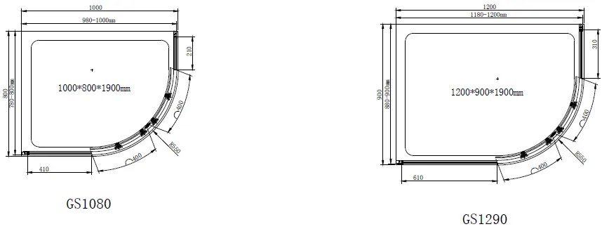 Gelco Sigma Simply Black kwartronde douchecabine 120x90cm zwart
