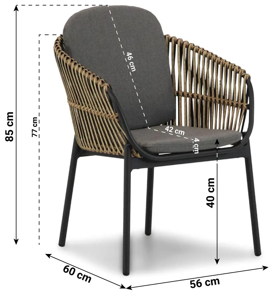 Tuinset Ronde Tuintafel 120 cm Aluminium/wicker Taupe 4 personen Coco Nathan/Vienna