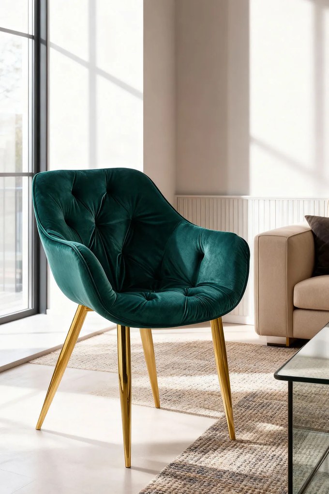 Zandel Gouden Fluwelen Stoel