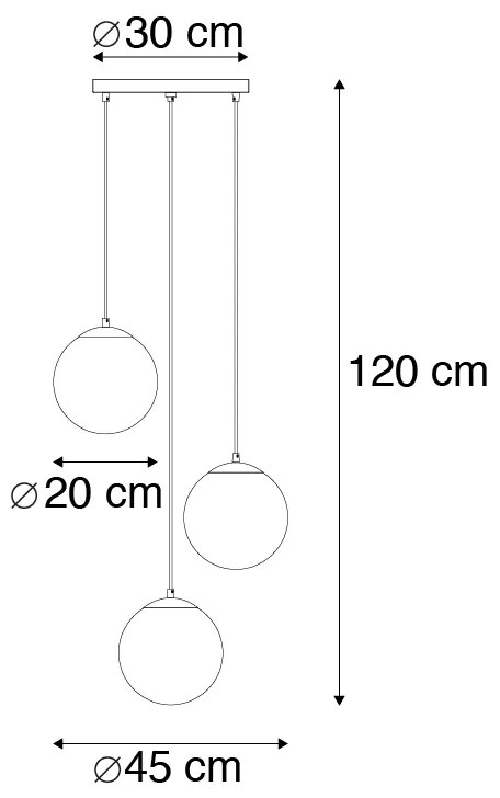 Smart hanglamp messing incl. 3 WiFi ST64 met blauw glas - Pallon