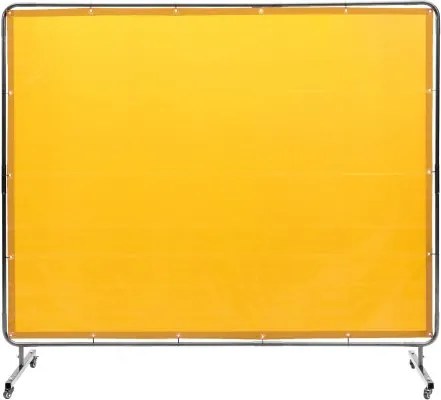 VEVOR lasgordijn 1,8 x 2,4 m, lasbeschermingsgordijn van vlamvertragend vinyl, lasbeschermingswand met 4 zwenkwielen en 6-traps UV-bescherming, lasdeken, geel.