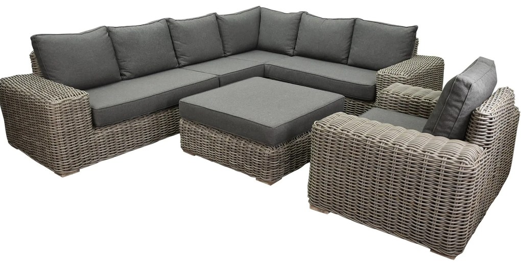 Queen hoek loungeset 6 delig grijs wicker