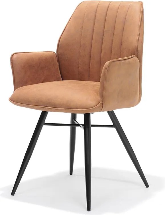 Eetkamerstoel - Clark - lederlook Soft cognac