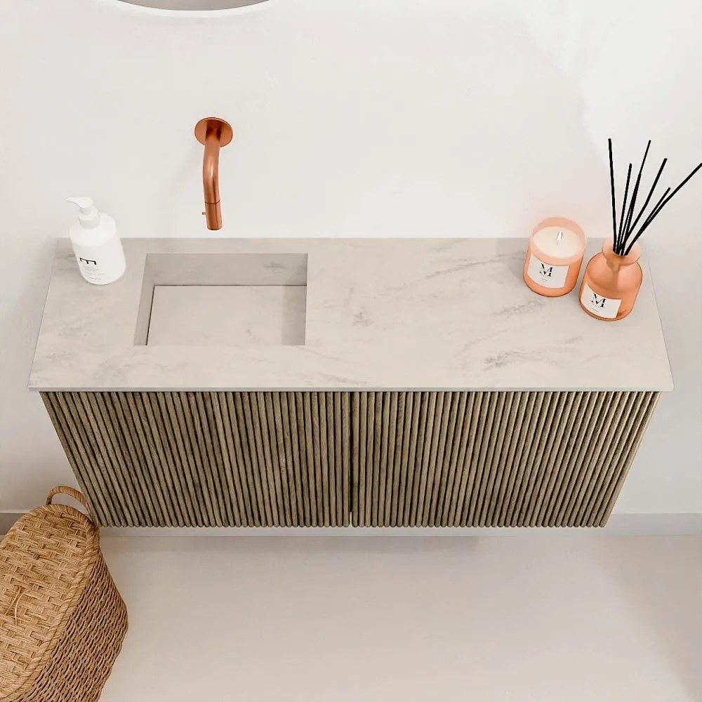Mondiaz Joya DLux 80cm toiletmeubel dusk met wastafel faye links zonder kraangat opalo