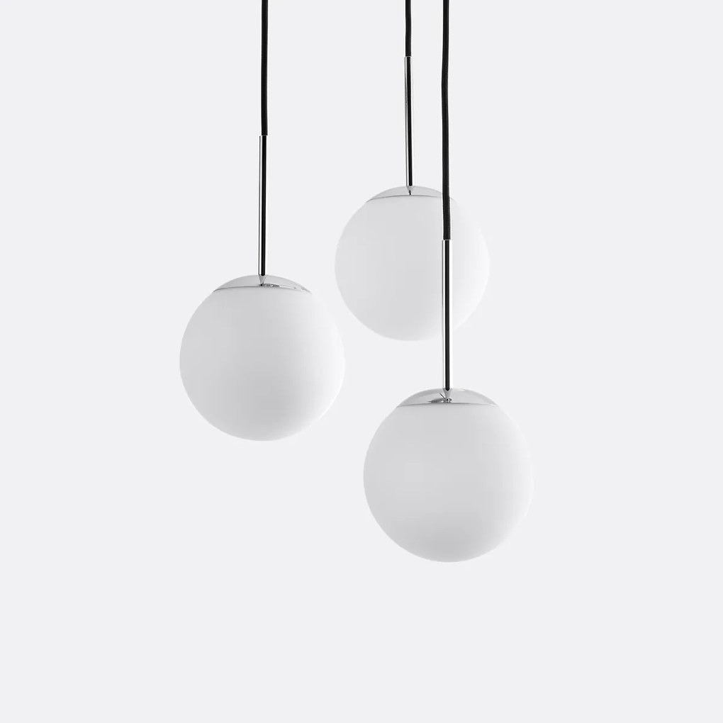 Hanglamp in metaal en opaline, Theide