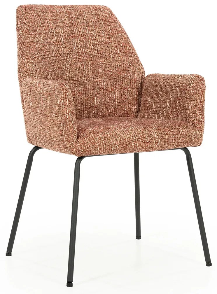 Eleonora Indy Stoel Met Armleuningen Rood Geweven Stof