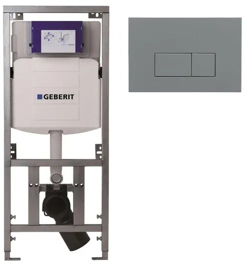 Geberit Inbouwreservoir - UP320 - QeramiQ push bedieningsplaat - dualflush - rechthoekige knoppen - kunststof licht grijs SW1102375 0701131