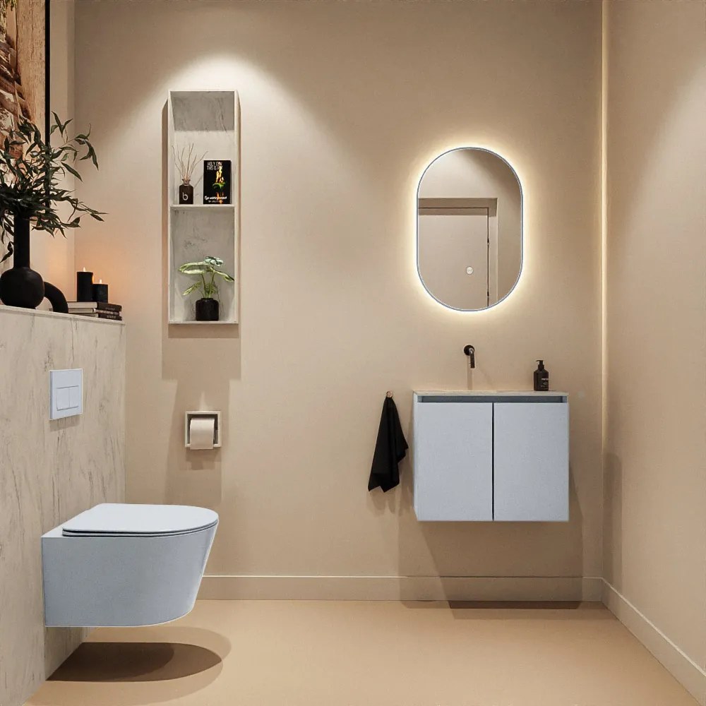 Mondiaz Ture DLux toiletmeubel 60cm clay met wastafel opalo links zonder kraangat