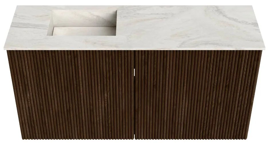 Mondiaz Joya DLux 80cm toiletmeubel walnut met wastafel faye links 1 kraangat ostra