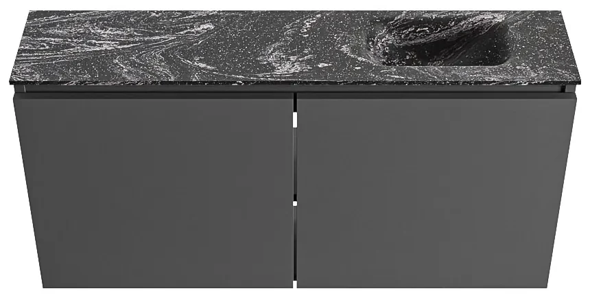 Mondiaz Ture DLux toiletmeubel 100cm dark grey met wastafel lava rechts met kraangat