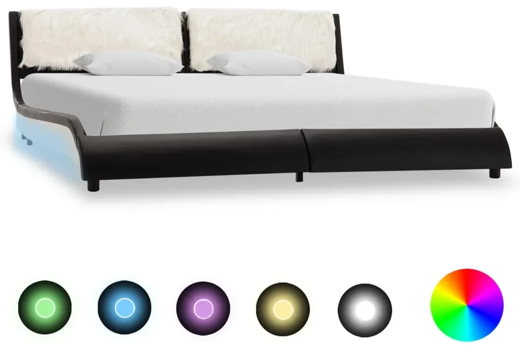 vidaXL Bedframe met LED kunstleer zwart en wit 180x200 cm