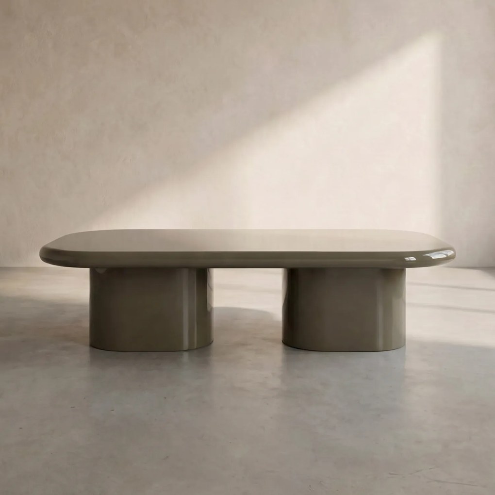 Ovale Salontafel Hoogglans Taupe - 119 X 59.5cm.