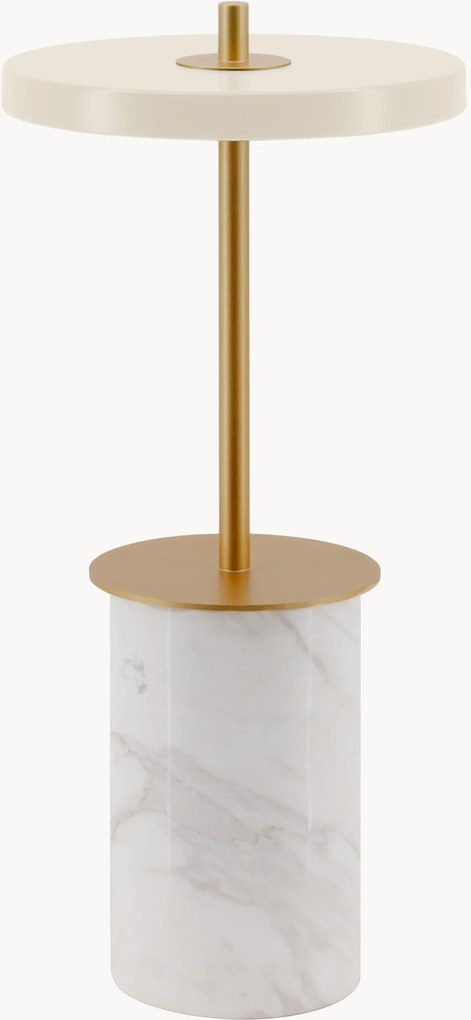 Kleine mobiele LED-tafellamp Asteria van marmer, dimbaar