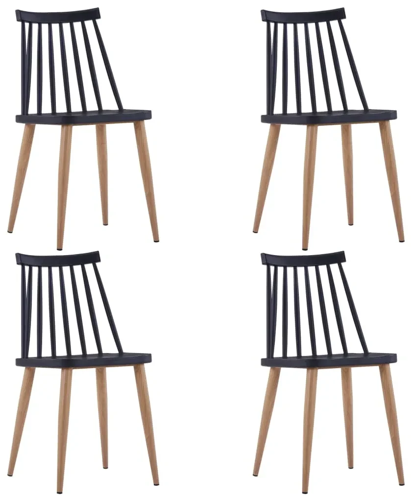 vidaXL Eetkamerstoelen 4 st kunststof staal zwart