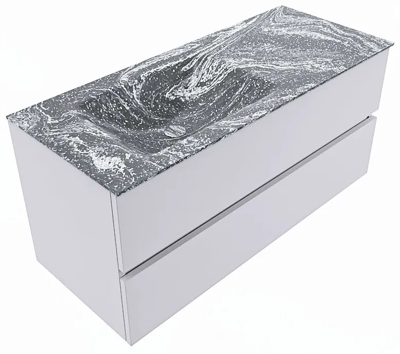 Mondiaz Vica DLux badmeubel 110cm cale 2 lades met wastafel lava links zonder kraangat