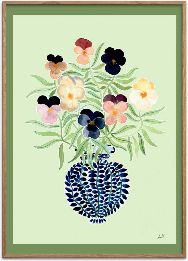 Ingelijste digitale print Spring Pansies