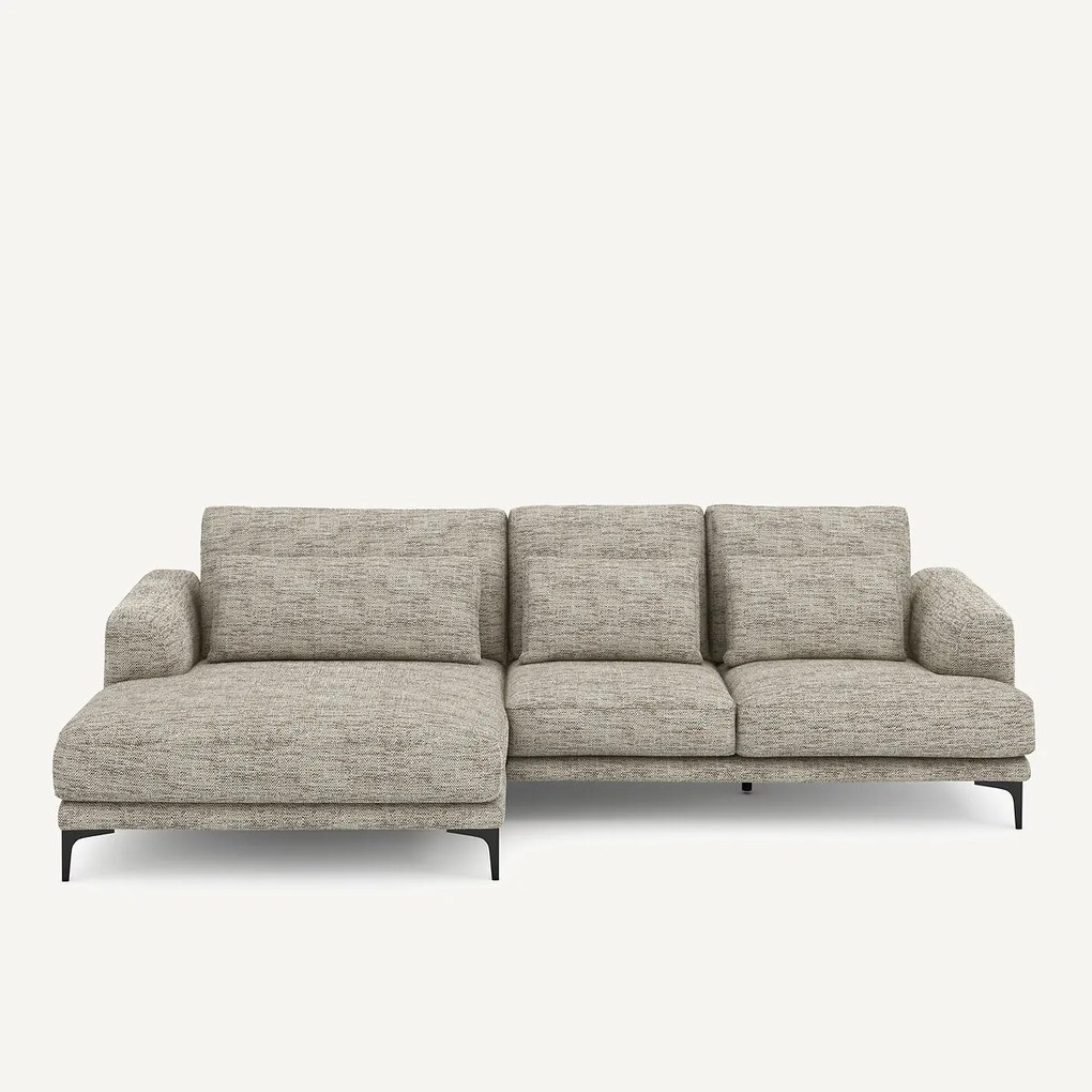 Longchair hoek XL links in gestippelde visgraatstof, MARSILE