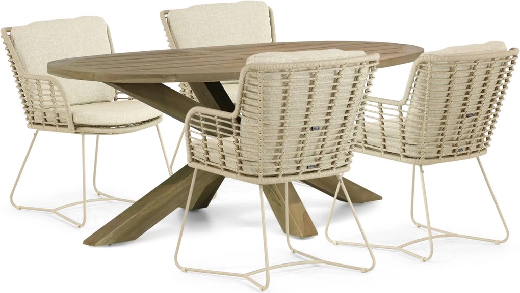 Tuinset 4 personen  Aluminium/rope Taupe 4 Seasons Outdoor Fabrice/Boston