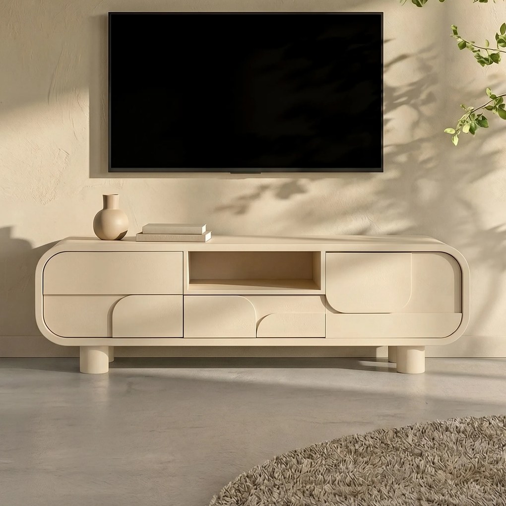 Beige Tv-meubel Organisch 150 Cm - 150x40x45cm.