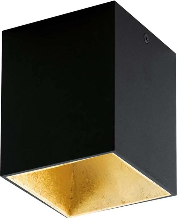 EGLO plafondspot Polasso - zwart/goud - 10x10 cm - Leen Bakker
