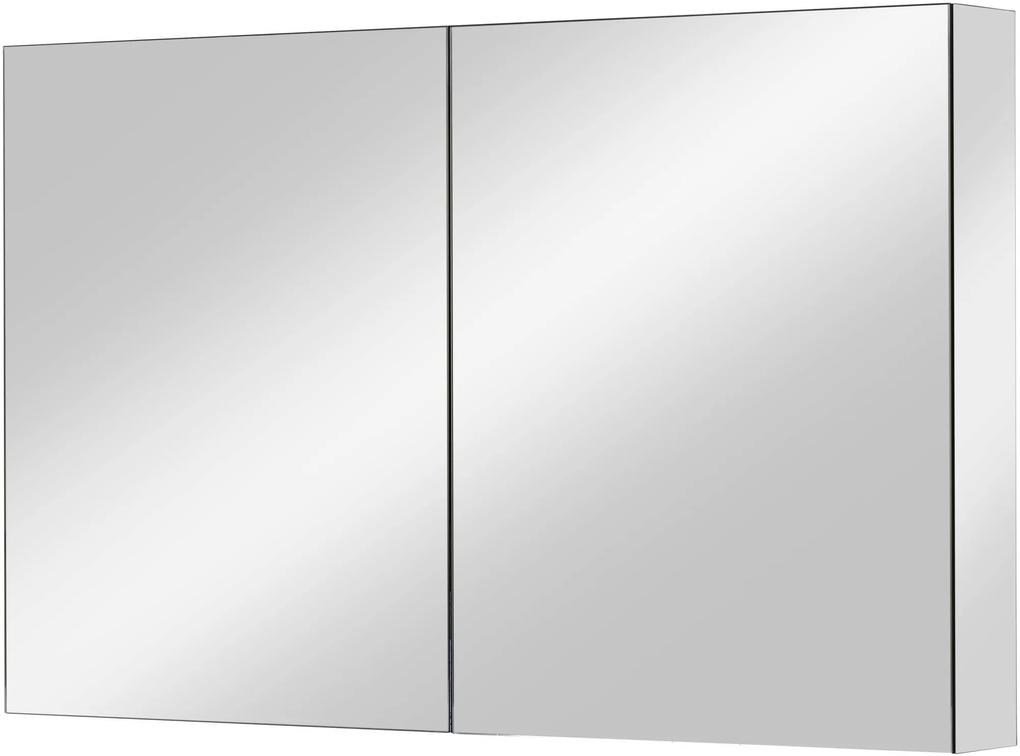 Vario Spiegelkast 2 gelijke delen met spiegelmelamine omtrokken zijpanelen 100x14x75 cm