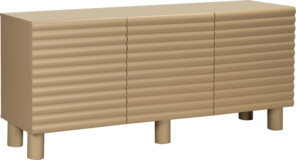 Dressoir Met Grote Ribbels Zandkleur 180 Cm - 180x40x75cm.