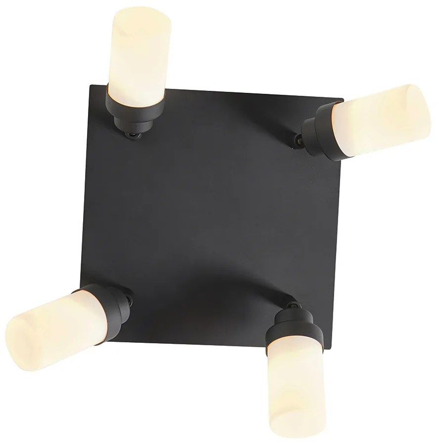 Moderne badkamer spot zwart 4-lichts IP44 - Japie