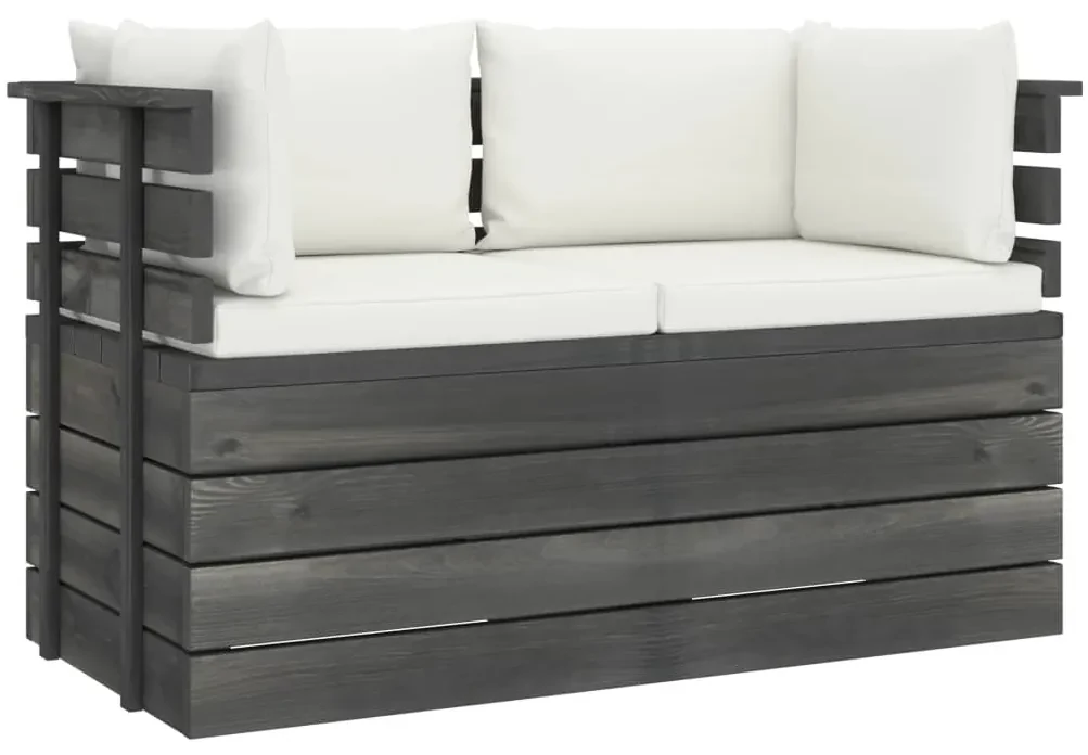 vidaXL Tuinbank 2-zits met kussens pallet massief grenenhout