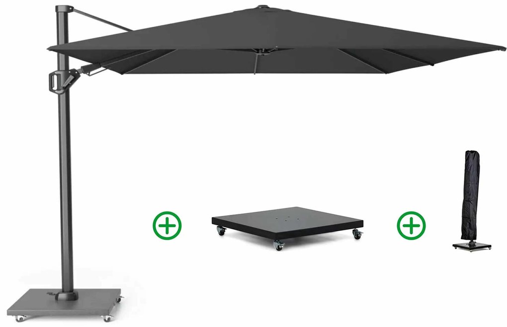 Platinum Challenger zweefparasol 3.5m x 2.6m T2 premium (incl. voet en hoes) faded black
