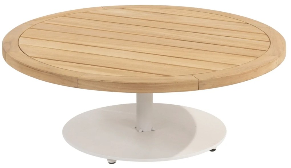 Volta teak salontafel centrale poot wit 80 cm rond 4 Seasons Outdoor