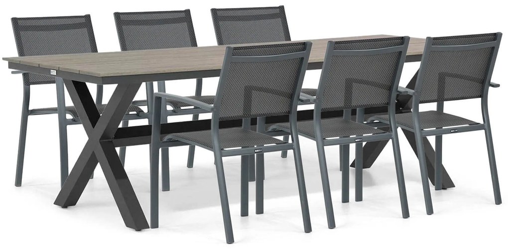 Tuinset 6 personen 240 cm Aluminium Grijs Lifestyle Garden Furniture Sella/Forest