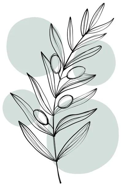 Fotobehang Delicate Botanicals – Olive, (96 x 128 cm)