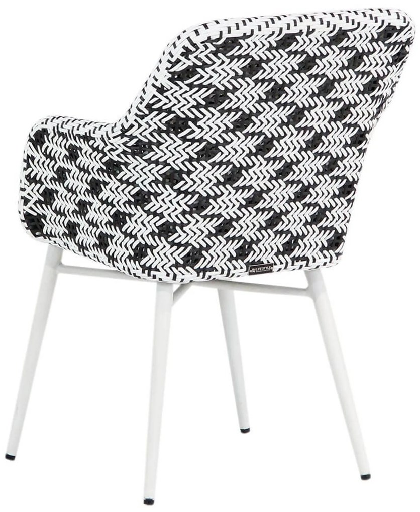 Tuinstoel Wicker Zwart-wit Lifestyle Garden Furniture Crossway met wit onderstel