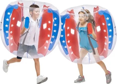 VEVOR 2-delige opblaasbare bumperballen, 1,2 m bumperbal voor kinderen en tieners, opblaasbare bubbelbal, PVC bubbelballen, buiten, speeltuin, tuin, park enz. Rode en blauwe strepen