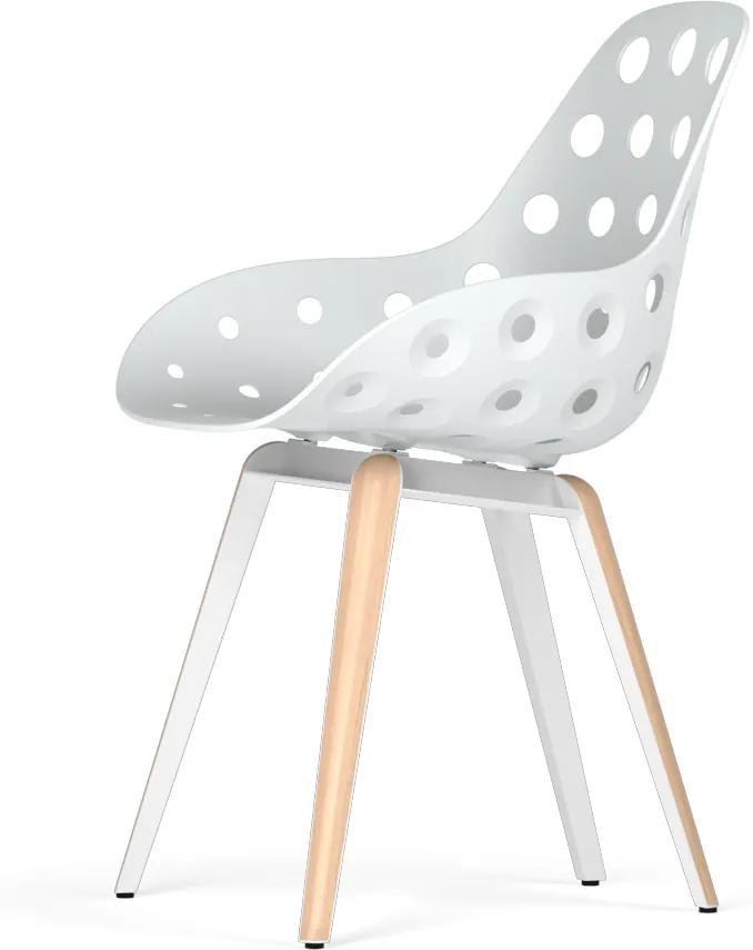 Kubikoff Slice stoel - Dimple holes - Wit met eikenhouten onderstel -