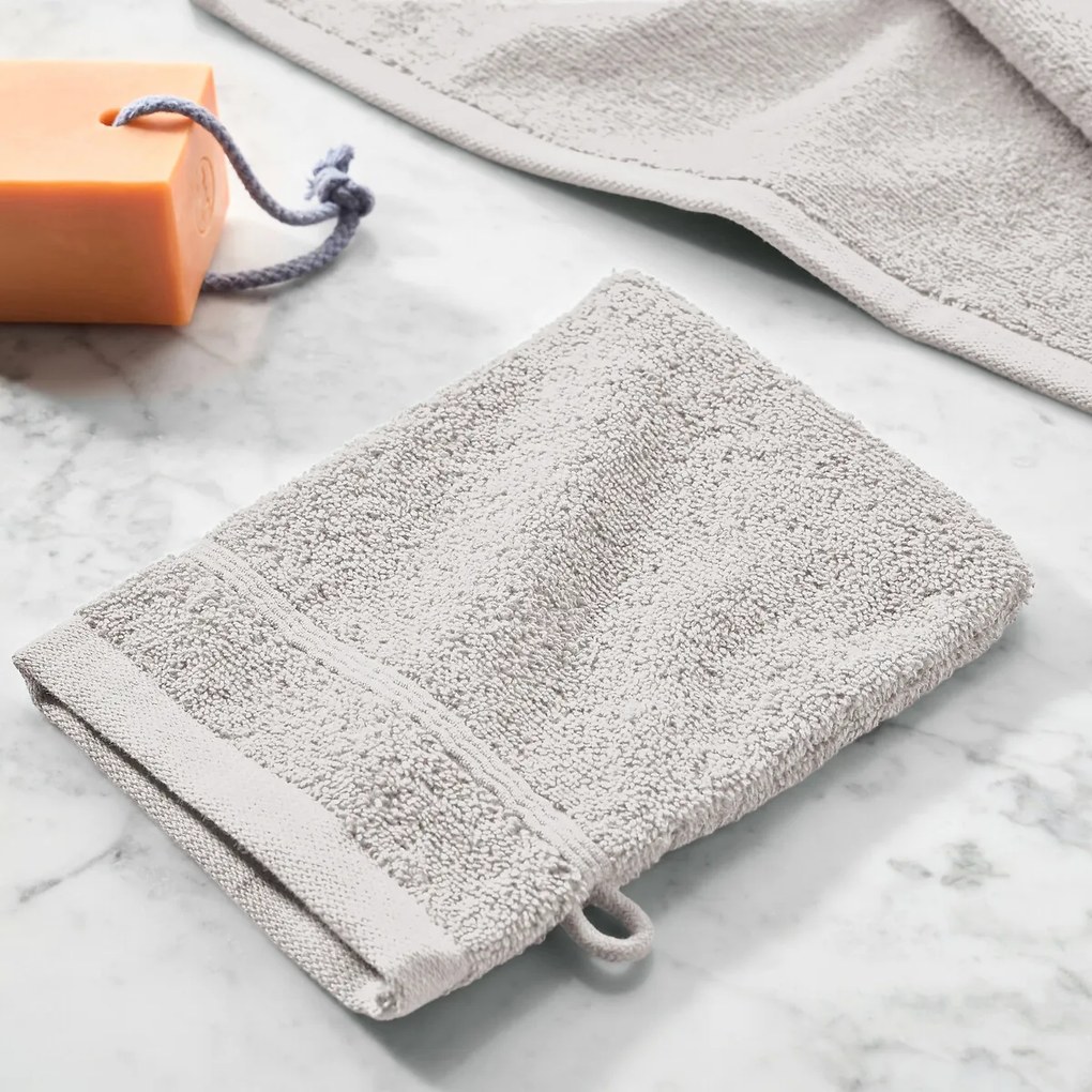 Set van 4 washandjes in bouclette badstof, Zavara