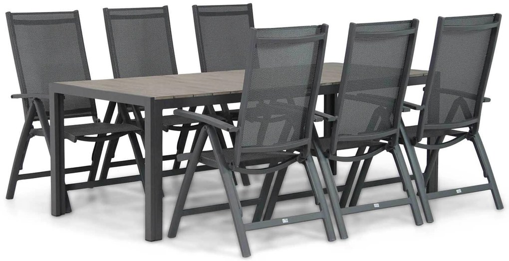 Tuinset 6 personen 217 cm Aluminium/textileen Grijs Presto Vasto/Young