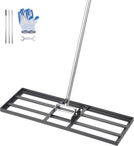 VEVOR Gazonhark met 213 cm steel, 762 x 254 mm voetplaat, nivellerende hark van koolstofstaal, nivellerende hark voor gazononderhoud, nivellerende hark voor tuin en golfbaan