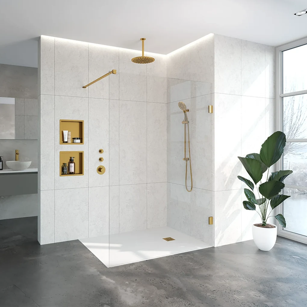 Brauer JC profielloze inloopdouche 140cm goud geborsteld