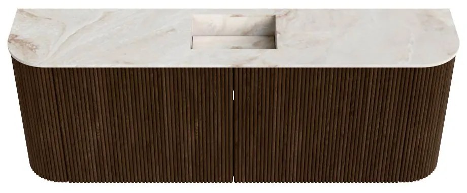 Mondiaz Joya DLux 115cm toiletmeubel ronding links/rechts walnut met wastafel faye midden 1 kraangat frappe
