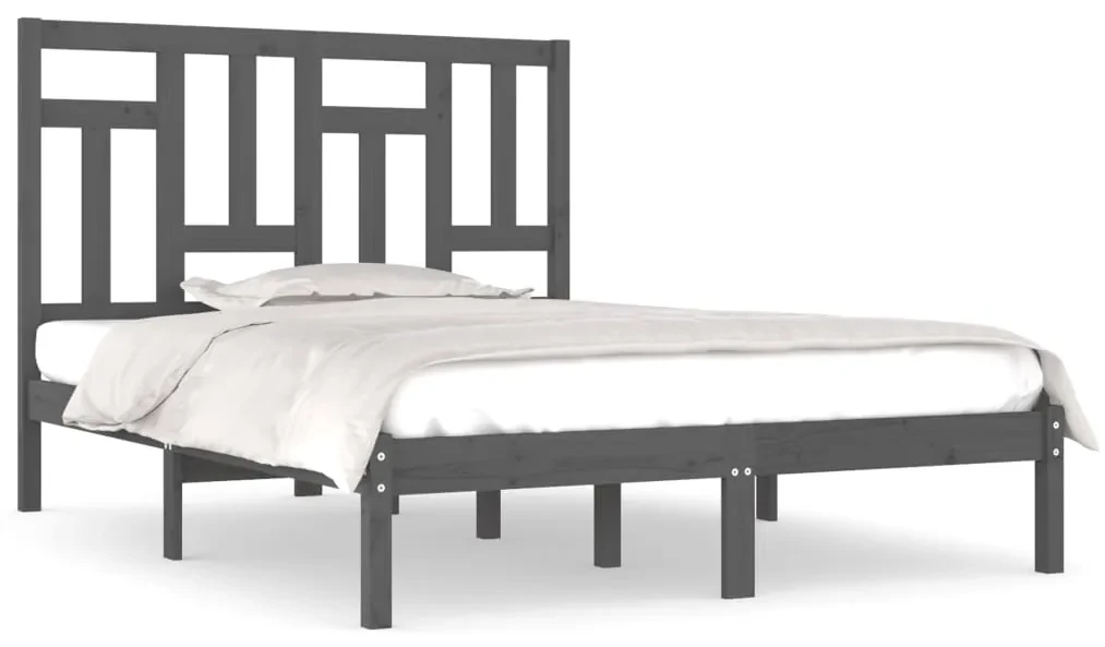 vidaXL Bedframe massief grenenhout grijs 140x200 cm