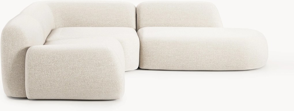 Modulaire bouclé hoekbank Wolke (4-zits) met chaise longue