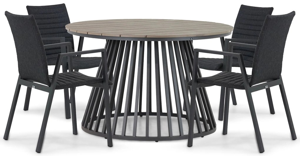 Tuinset Ronde Tuintafel 4 personen 125 cm Aluminium/textileen Grijs  Osmen Joliet/Sorrento